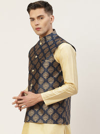 Thumbnail for Jompers Men's Navy Printed Nehru Jacket