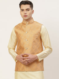 Thumbnail for Jompers Men's Peach Printed Nehru Jacket