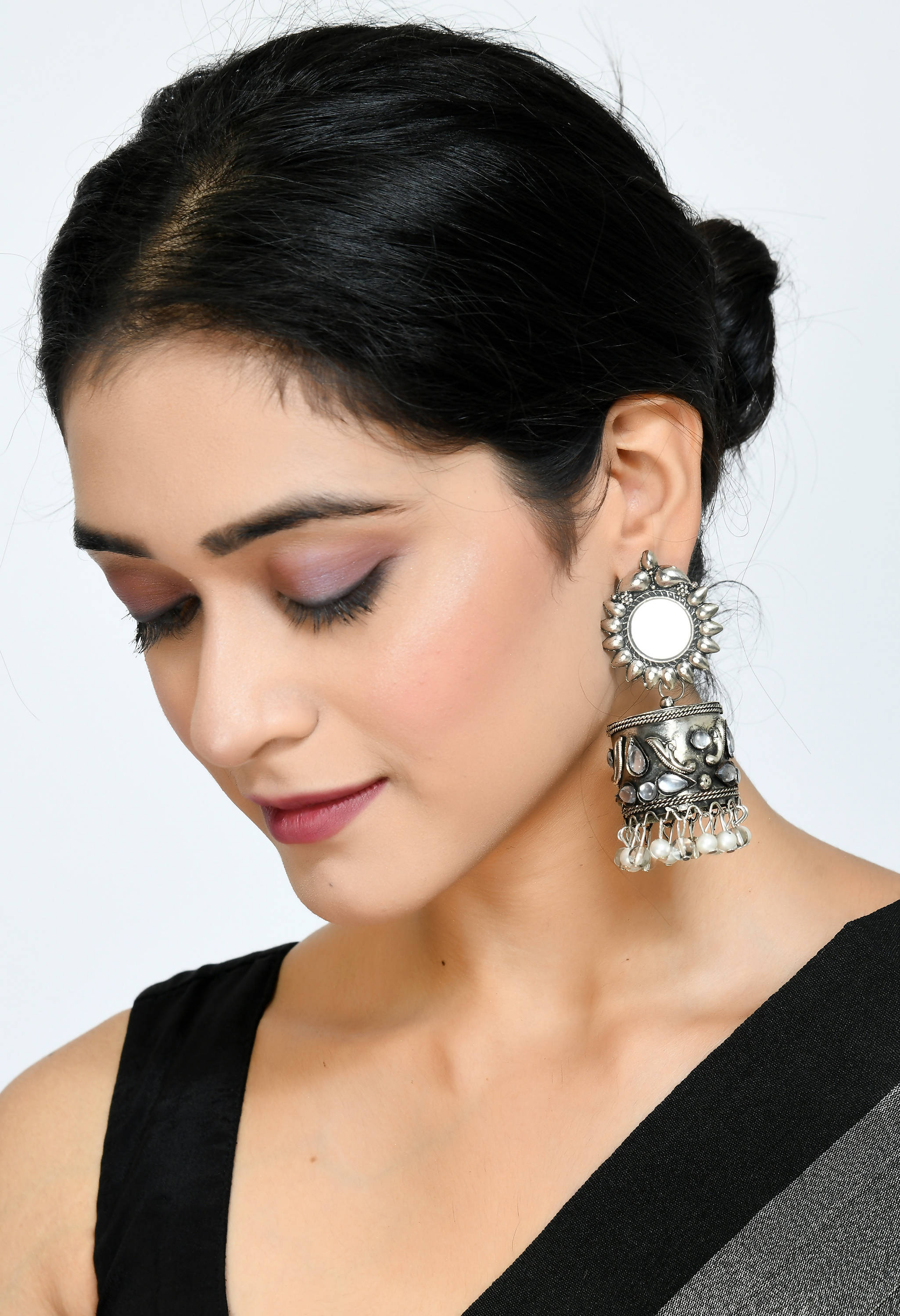 Mominos Fashion Johar Kamal Women Silver Oxidised Jhumkas - Distacart