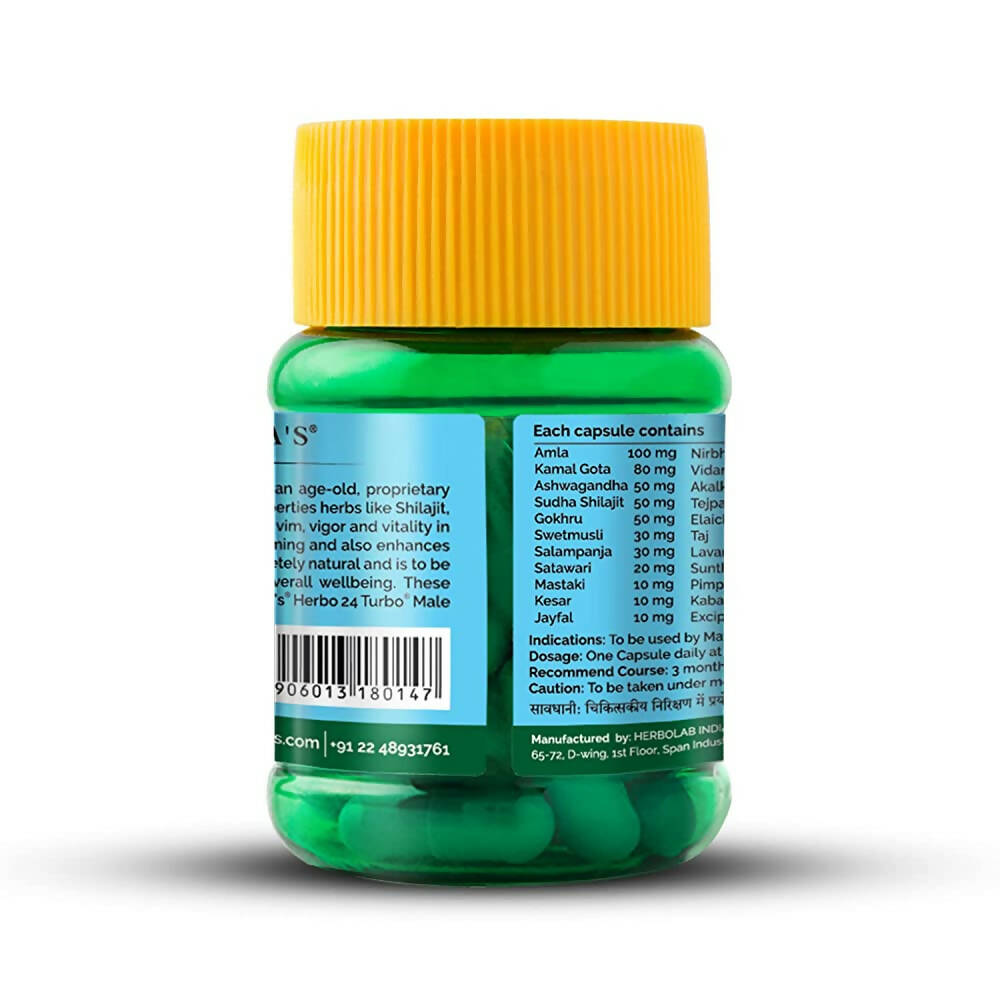 Dr. Vaidya's Herbo 24 Turbo Capsules For Men - Distacart
