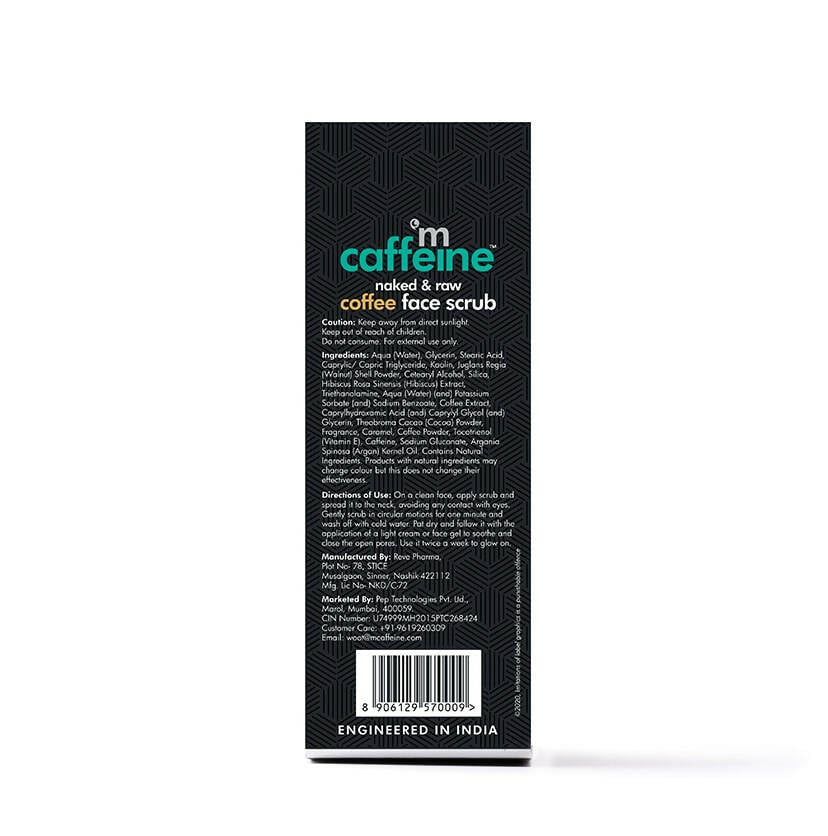 mCaffeine Naked & Raw Coffee Face Scrub with Walnut for Fresh Glow - Distacart