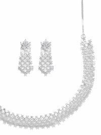 Thumbnail for Priyaasi Women American Diamond Silver Plated Ethnic Jewellery Set - Distacart