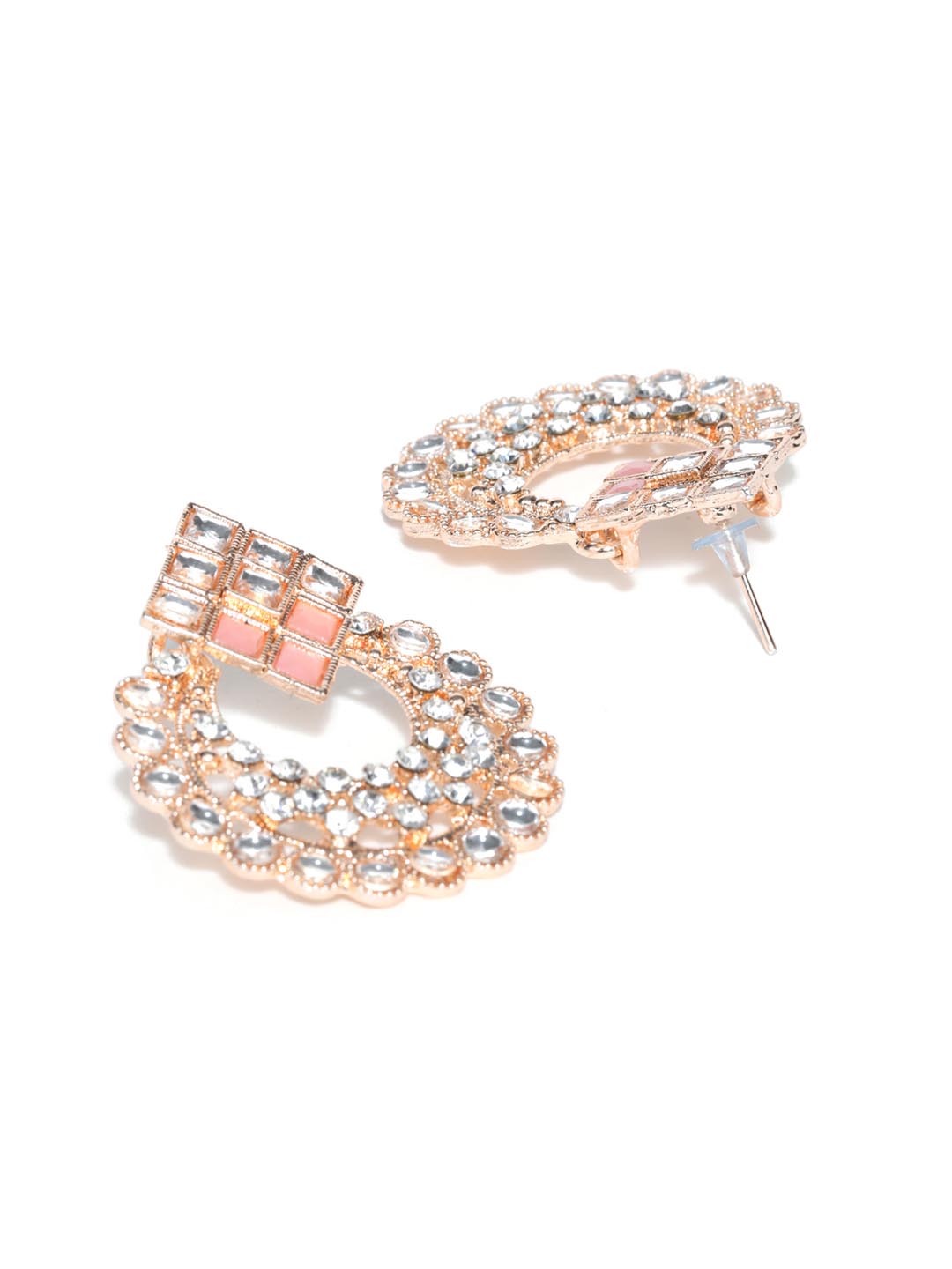 Priyaasi Women Pink Kundan Stones Rose Gold Plated Choker Set with MaangTikka - Distacart
