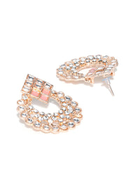 Thumbnail for Priyaasi Women Pink Kundan Stones Rose Gold Plated Choker Set with MaangTikka - Distacart