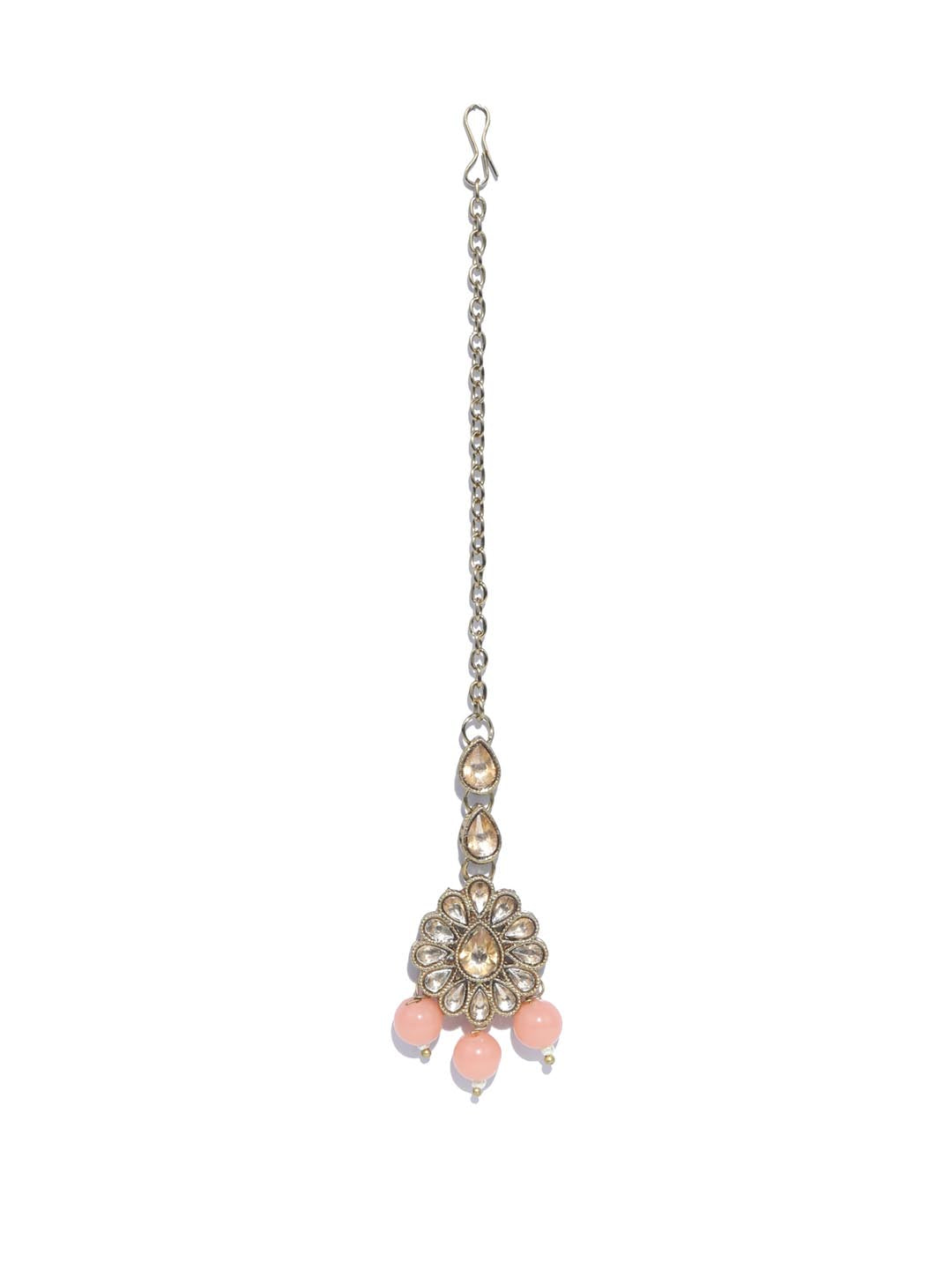 Priyaasi Women Pink Kundan Stones Rose Gold Plated Choker Set with MaangTikka - Distacart