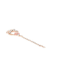 Thumbnail for Priyaasi Women Pink Kundan Stones Rose Gold Plated Choker Set with MaangTikka - Distacart