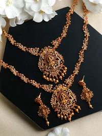 Thumbnail for Priyaasi Women Traditional Gold Plated Real Kemp Goddess Laxmi Jewelley Set - Distacart