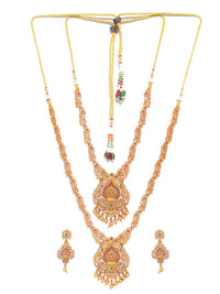 Thumbnail for Priyaasi Women Traditional Gold Plated Real Kemp Goddess Laxmi Jewelley Set - Distacart