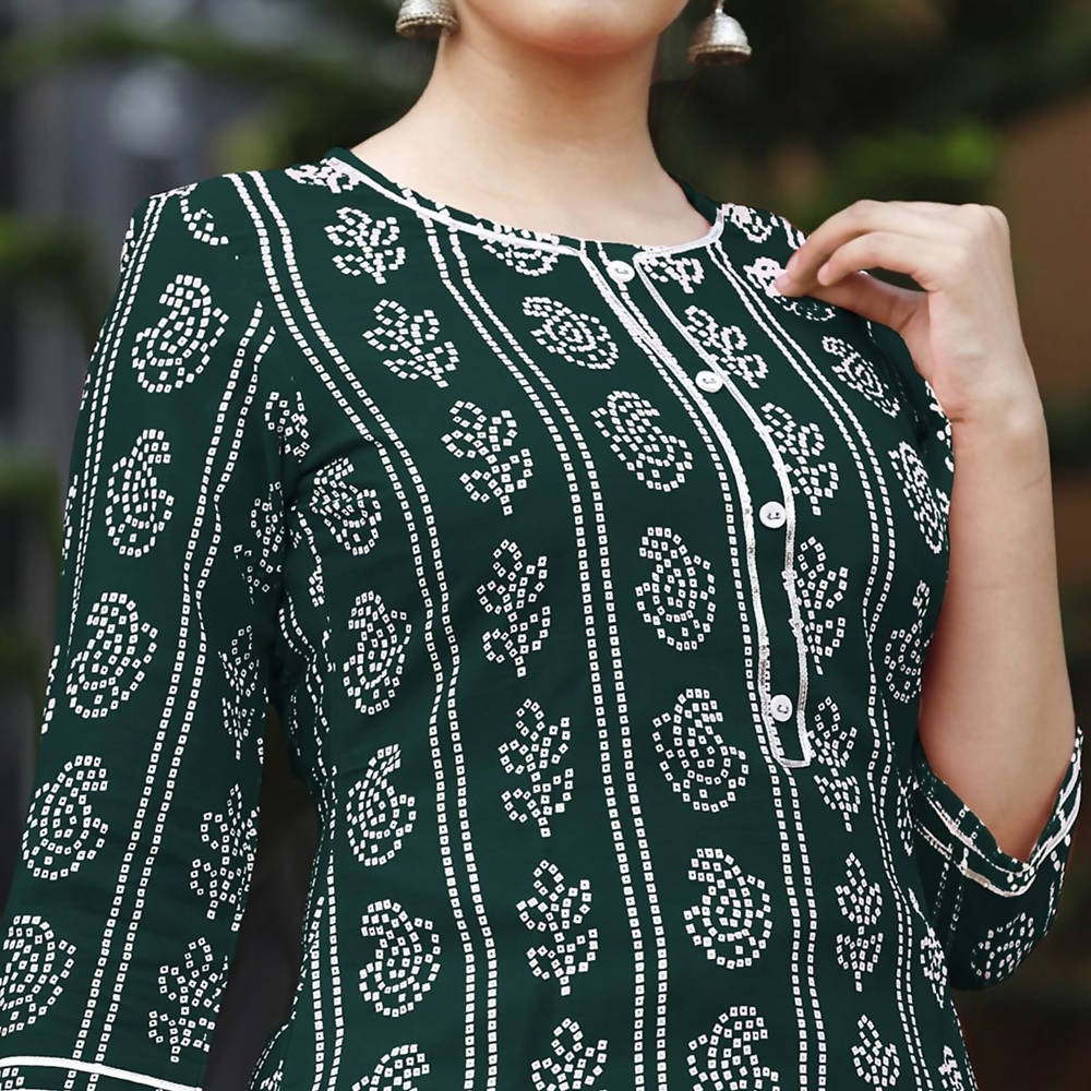 Vamika Green Rayon Gota Patti work Kurti