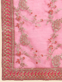 Thumbnail for Vamsee Pink Organza Saree - Distacart