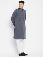 Thumbnail for Even Apparels Grey Color Pure Cotton Men's Kurta With Band Collar - Distacart