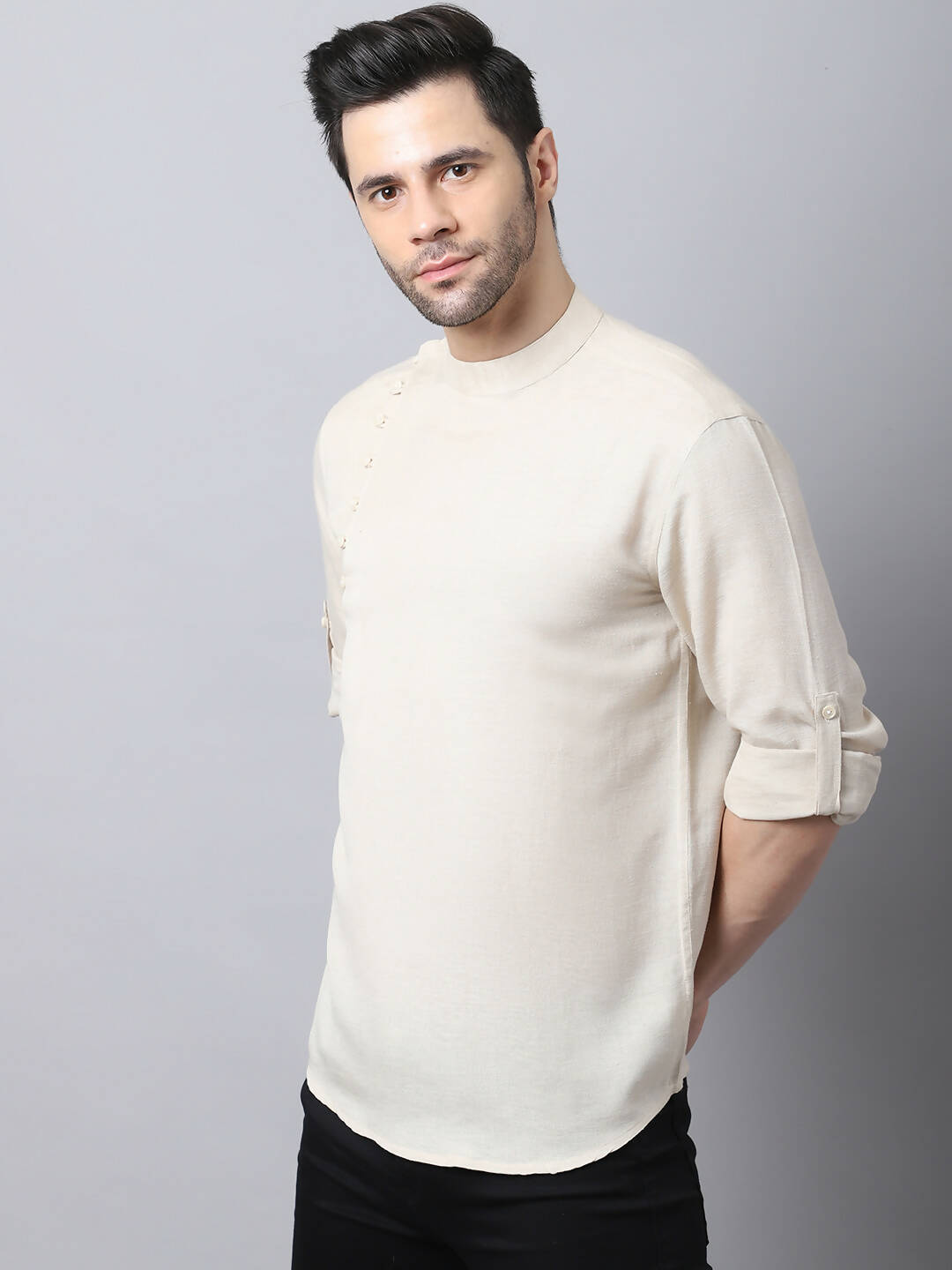 Even Apparels Cream Pure Cotton Kurta With Side Placket - Distacart