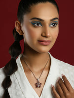 Thumbnail for Women's Silver-Toned Purple Silver-Plated Handcrafted Chain - Ruby Raang - Distacart