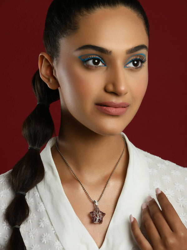 Women's Silver-Toned Purple Silver-Plated Handcrafted Chain - Ruby Raang - Distacart