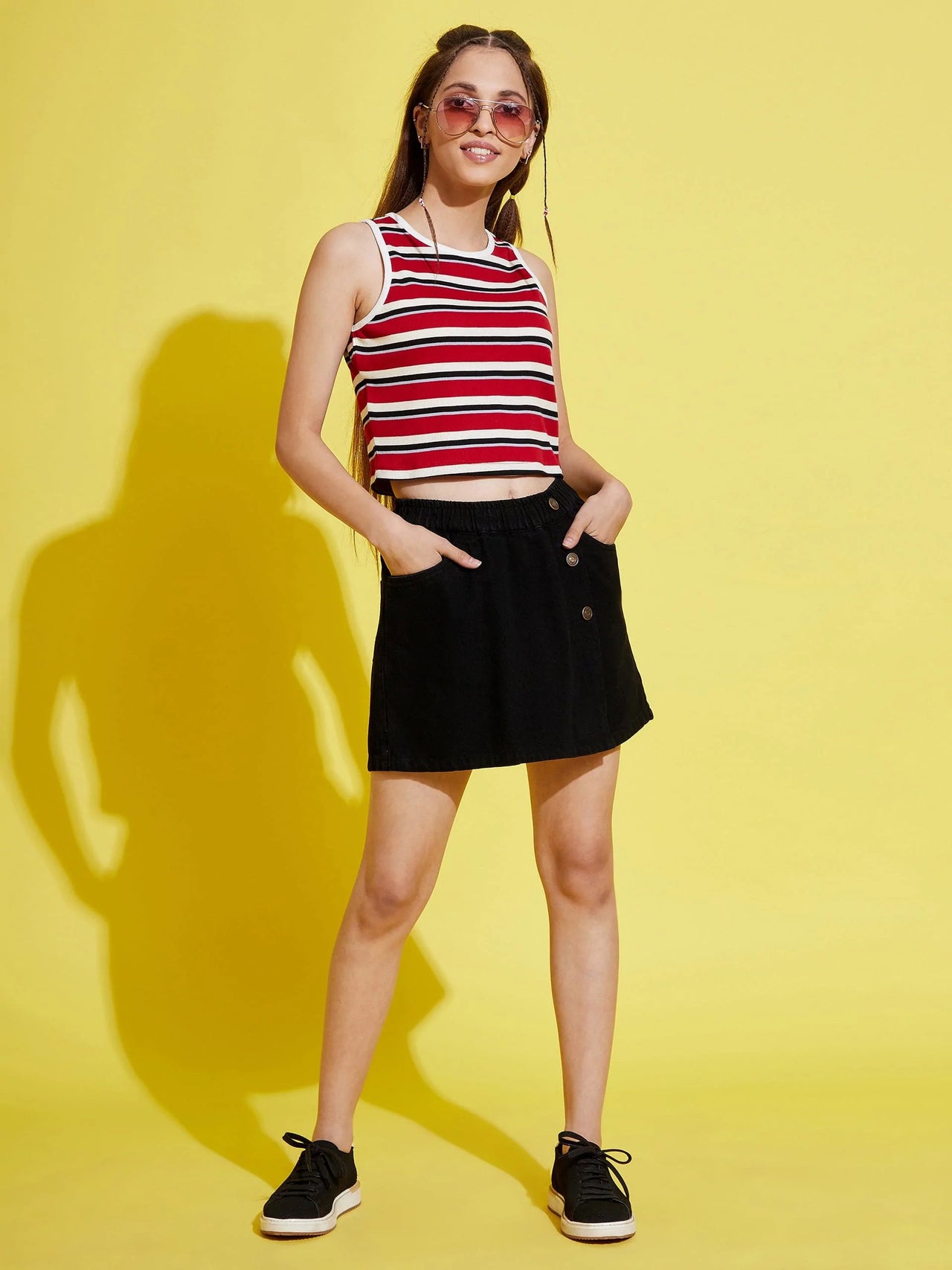 Lyush Black Denim Skorts For Girls - Distacart
