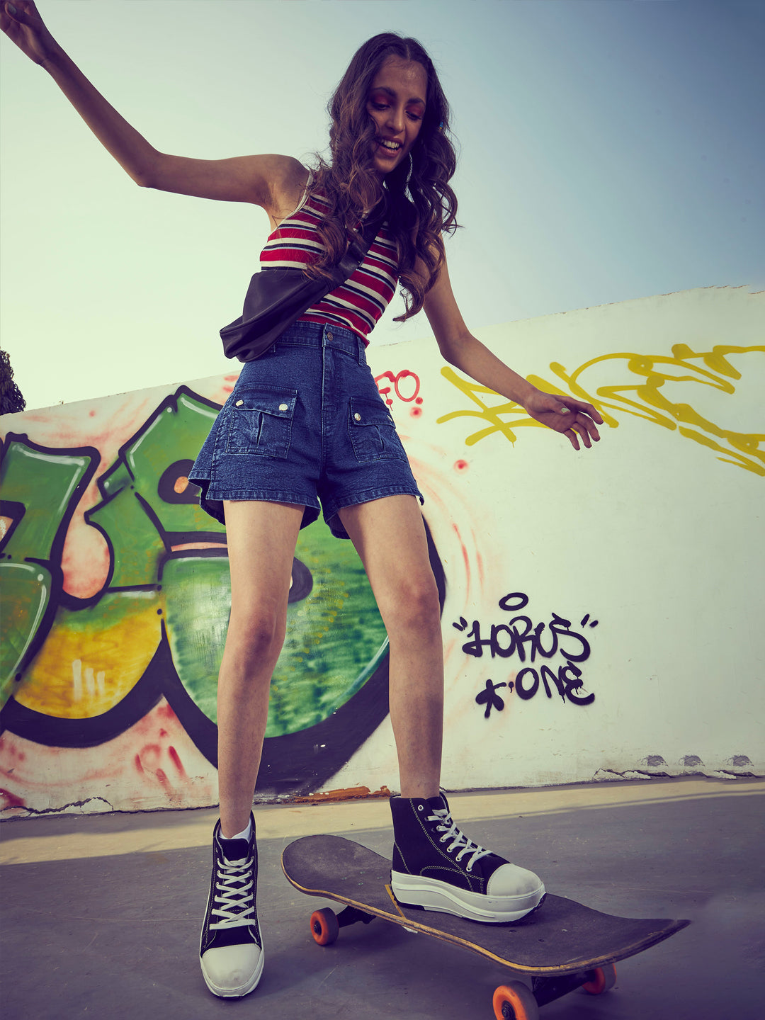 Lyush Girls Navy Front Patch Pocket Denim Shorts - Distacart