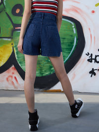 Thumbnail for Lyush Girls Navy Front Patch Pocket Denim Shorts - Distacart
