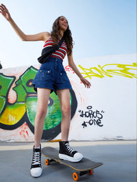 Thumbnail for Lyush Girls Navy Front Patch Pocket Denim Shorts - Distacart