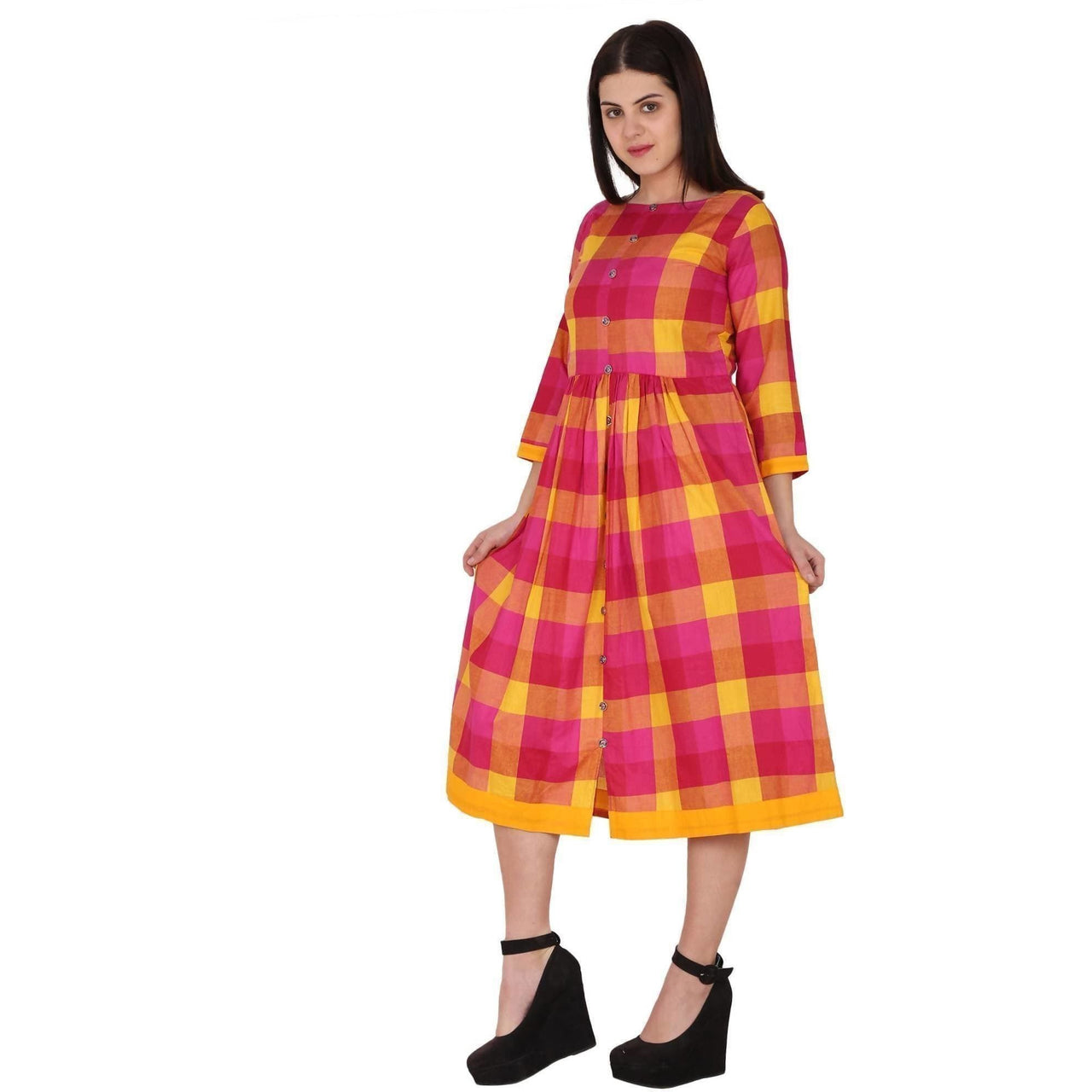 Kanoor Women's multi rayon forck style kurti
