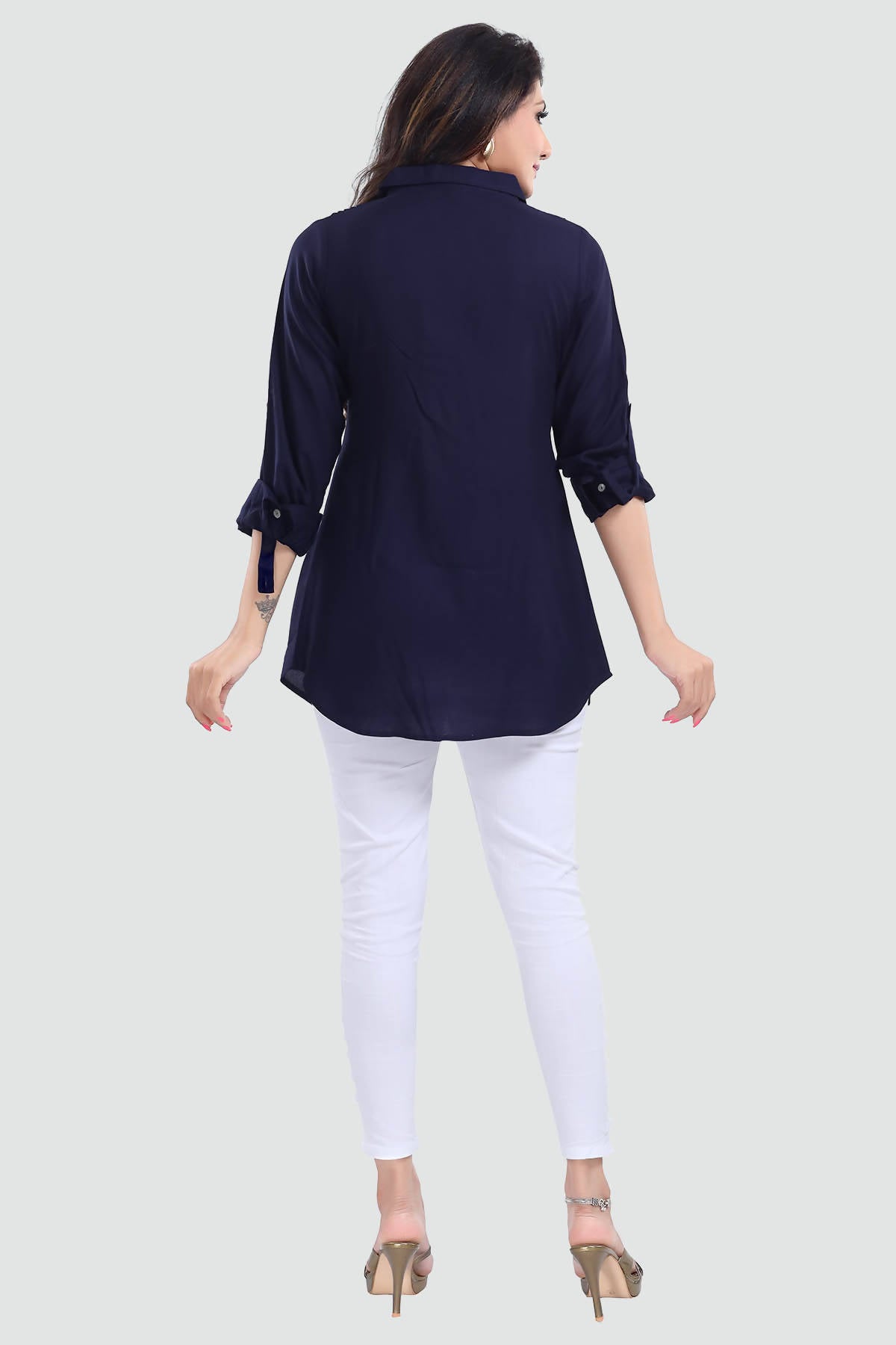 Snehal Creations Navy Blue Rayon Classy Tunic For Ultimate Look - Distacart