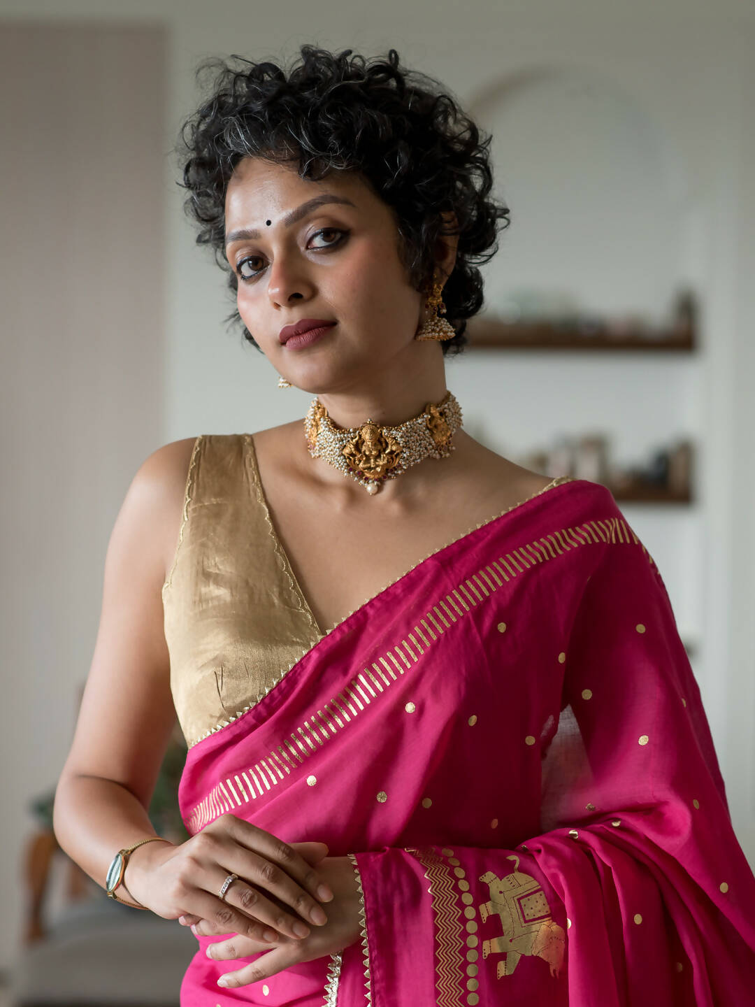 Suta Pink Floral Viscose Rayon Saree - Distacart