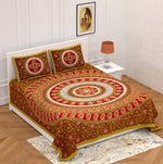 Thumbnail for Vamika Printed Circleambi Brown Cotton Bedsheet With Pillow Covers
