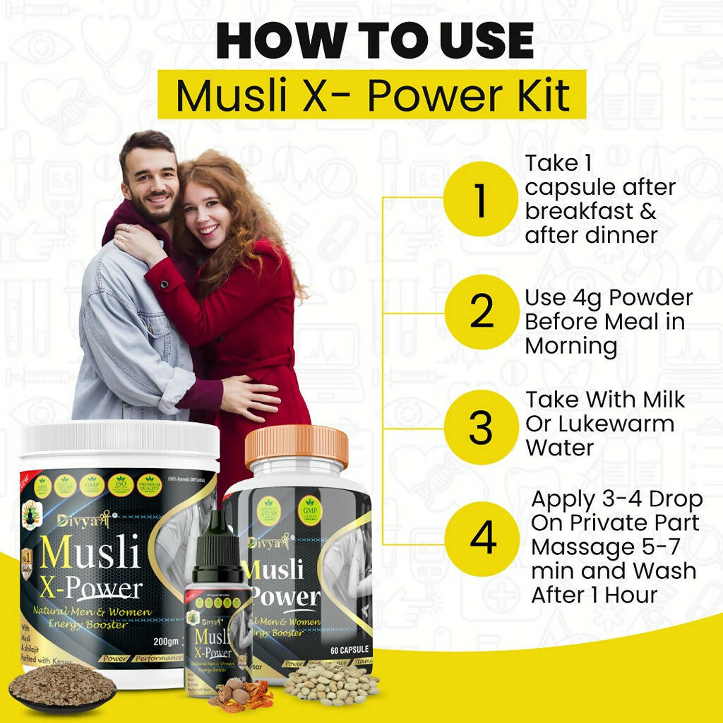 Divya Shree Musli X-Power Cap, Oil and Prash Combo - Distacart