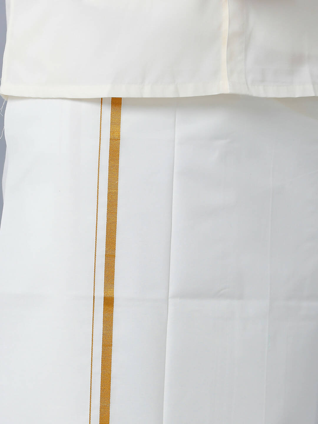 Ramraj Cotton Mens Wedding Set Cream Regular Dhoti, Shirt & Towel Arathi 1/2" - Distacart
