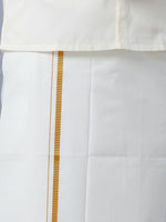 Thumbnail for Ramraj Cotton Mens Wedding Set Cream Regular Dhoti, Shirt & Towel Arathi 1/2