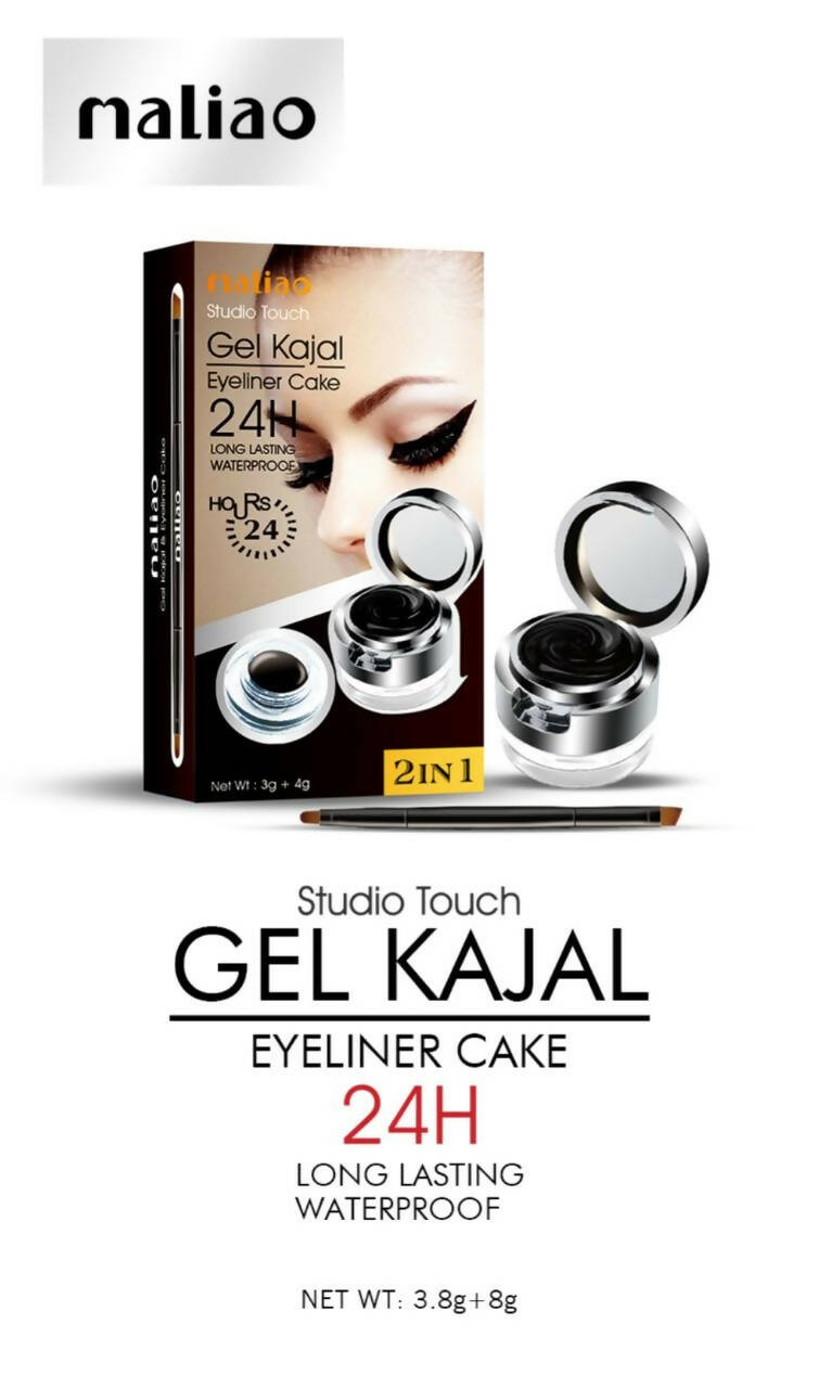 Maliao Professional Studio Touch 24H Long-Lasting Waterproof 2In1 Gel Kajal & Eyeliner Cake - Distacart