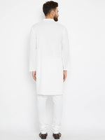 Thumbnail for Even Apparels Band Collar White Pure Cotton Men's Kurta - Distacart