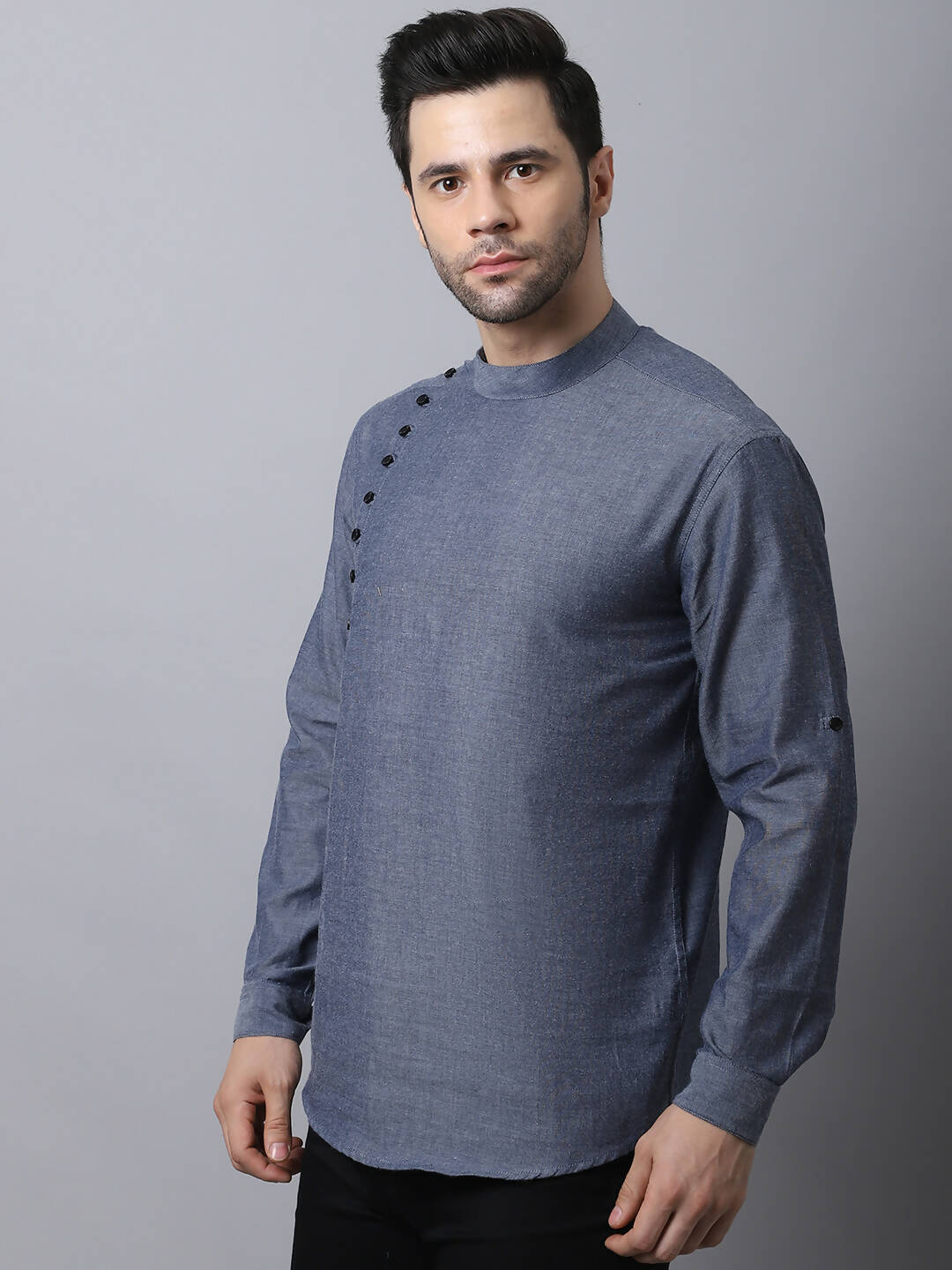 Even Apparels Grey Pure Cotton Kurta With Side Placket - Distacart
