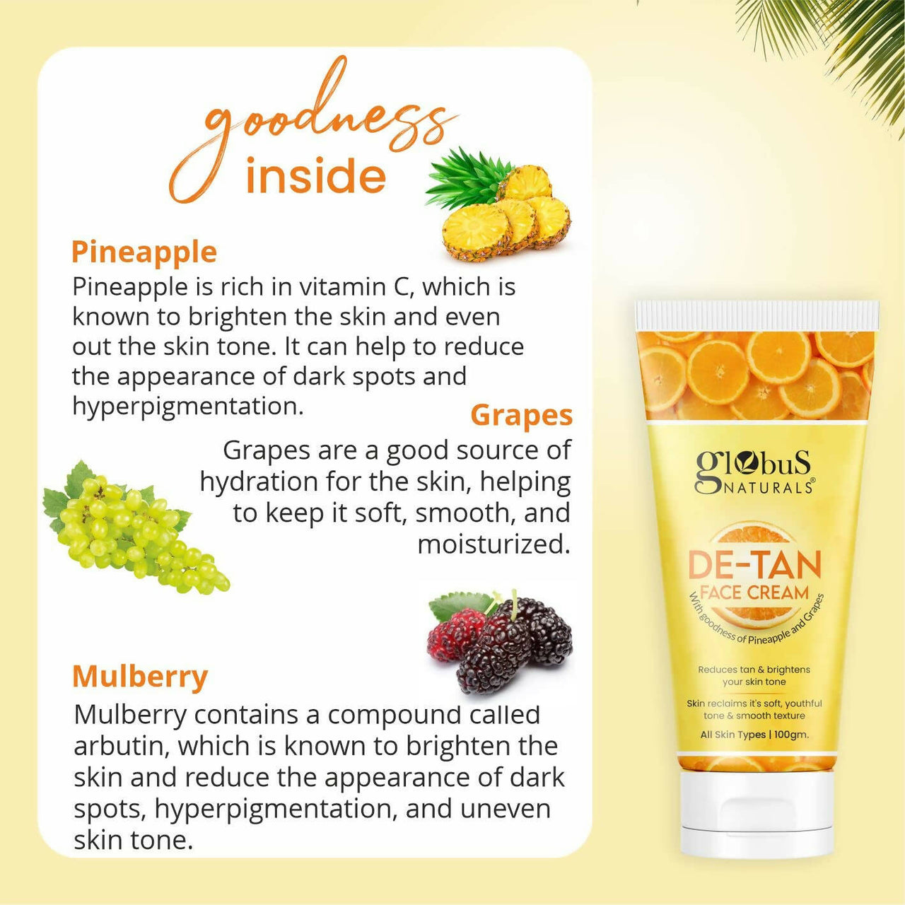 Globus Naturals De Tan Face Cream - Distacart