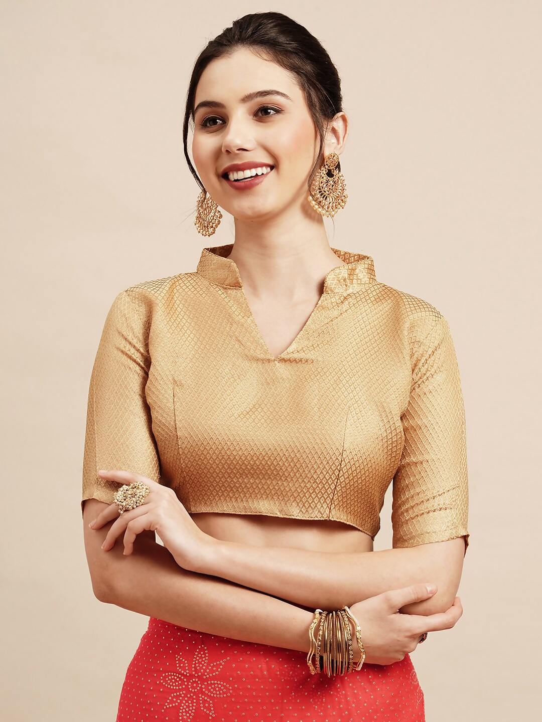 Saree Mall Peach-Coloured Embellished Sarees - Distacart