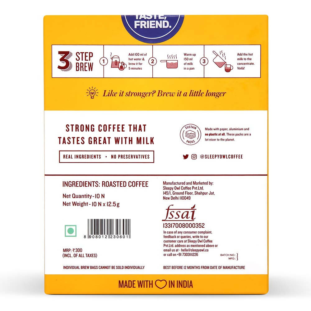 Sleepy Owl Hot Brew Latte Coffee Bags