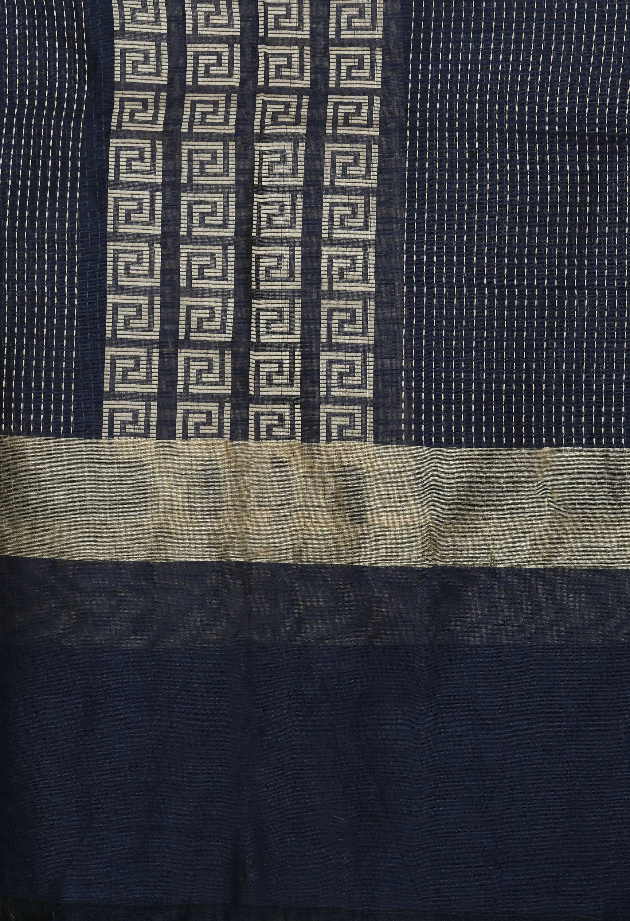 Mominos Fashion Moeza Handloom Cotton Navy Blue Dupatta - Distacart