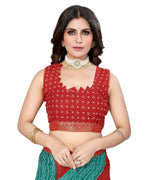 Thumbnail for Vamika Red Georgette Printed With Lace Saree (MANYA RED RAMA) - Distacart