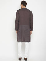 Thumbnail for Even Apparels Brown Pure Cotton Long Men's Kurta With Band Collar - Distacart