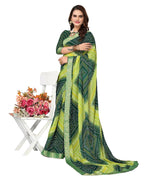 Thumbnail for Vamika Green Georgette Printed With Lace Saree (VERA GREEN) - Distacart