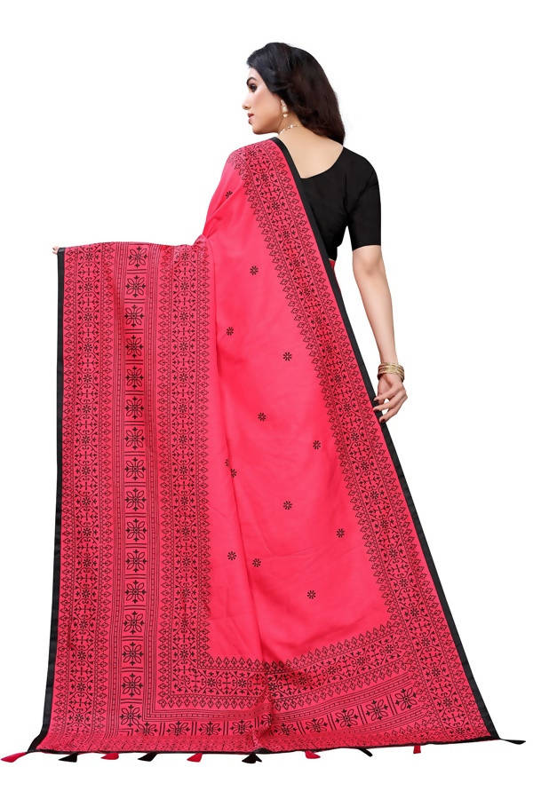 Vamika Pink Sana Silk Printed Saree (Nihal Pink)
