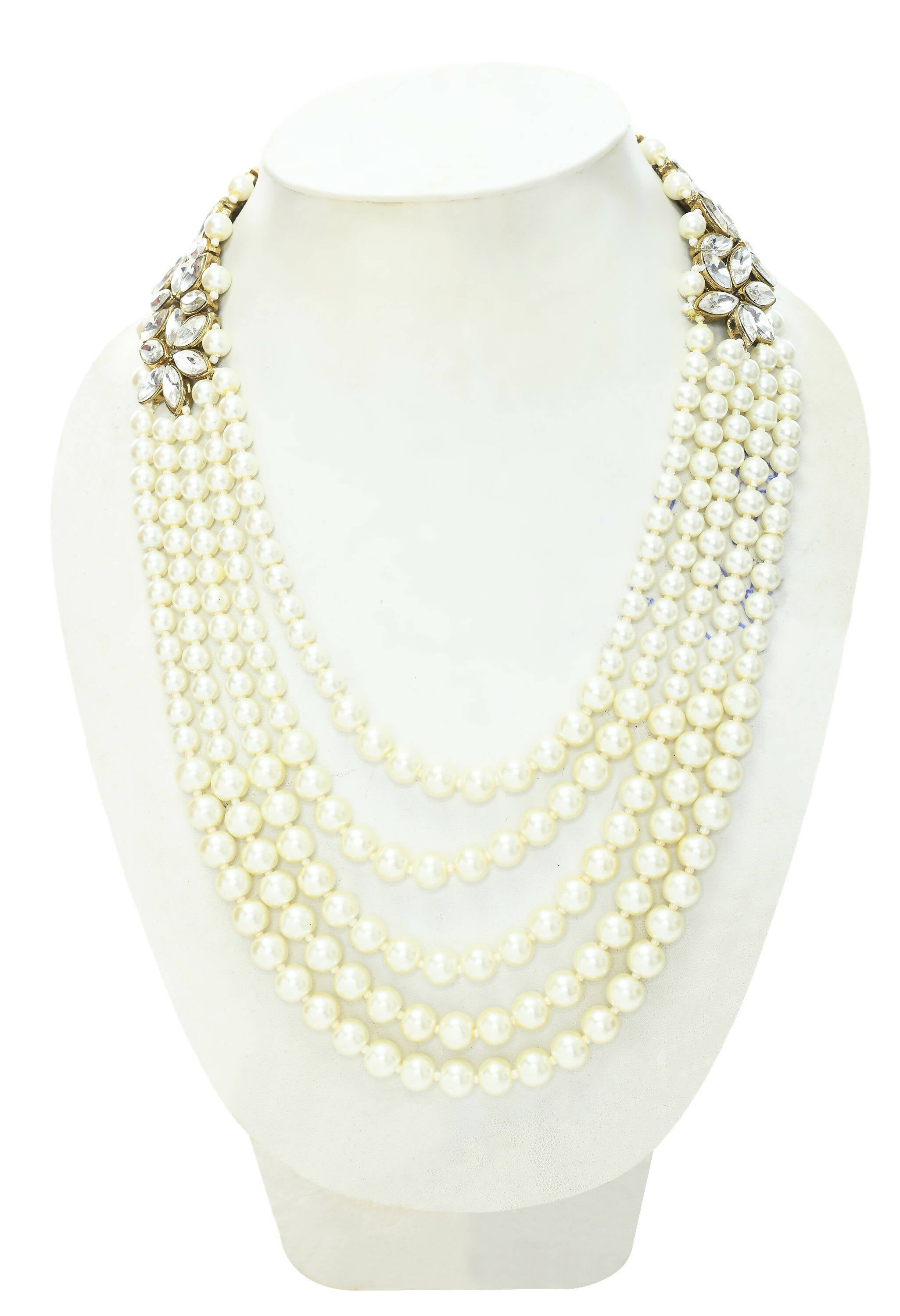 Mominos Fashion Johar Kamal Gold-Plated Rani Haar with White and Off white Pearls Jewellery Set - Distacart