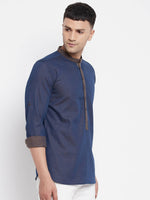 Thumbnail for Even Apparels Pure Cotton Blue Men's Kurta With Band Collar - Distacart