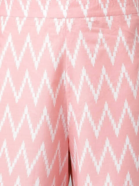 FIORRA Women's Baby Pink Cotton A-Line Kurta Set - Distacart