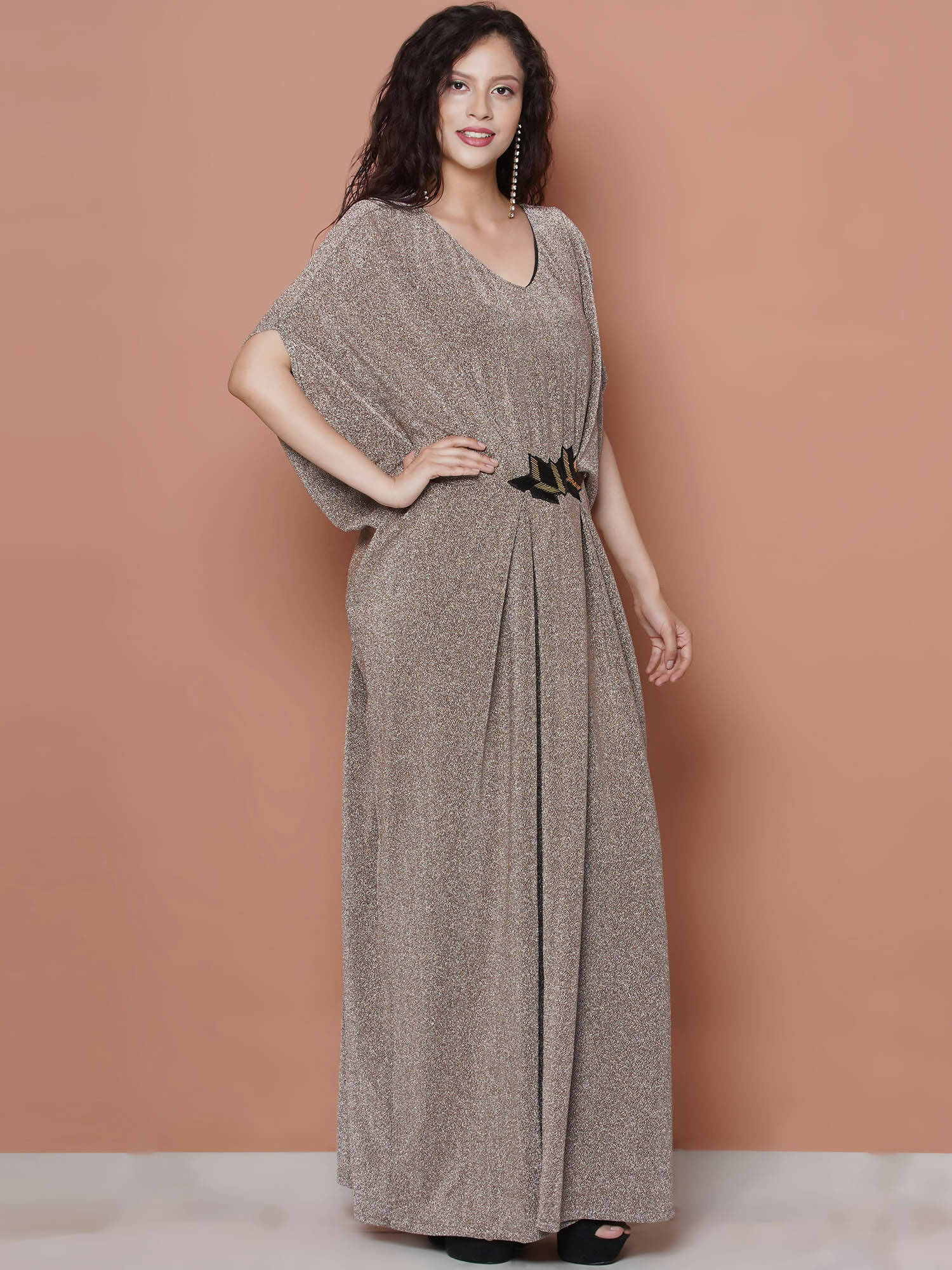 Women Republic Hand Embellished Golden Gown - Distacart