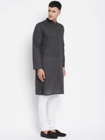 Thumbnail for Even Apparels Grey Pure Cotton Men's Kurta With Band Collar - Distacart
