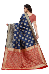 Thumbnail for Vamika Banarasi Jacquard Weaving Blue Saree (Dangal Blue)