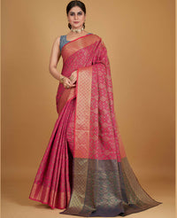 Thumbnail for Pink Silk Woven Design Saree With Unstitched Blouse Piece - Akshita - Distacart