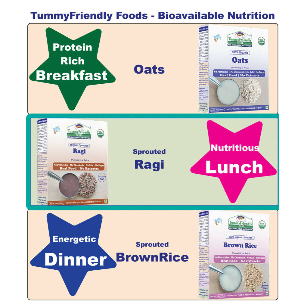 TummyFriendly Foods Certified Organic Sprouted Ragi Porridge Mix - Distacart