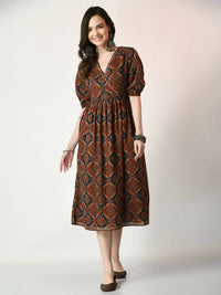 Thumbnail for Myshka Women's Multi Empire Printed Dress - Distacart