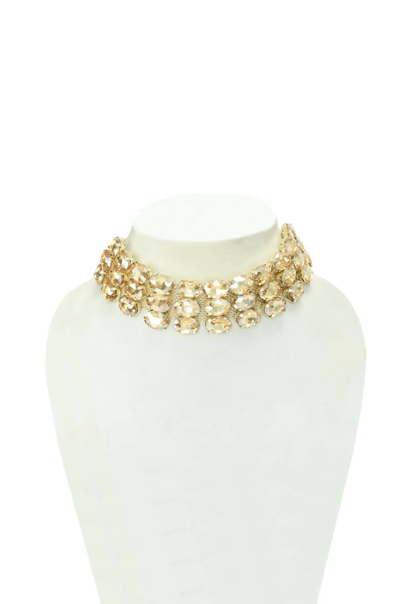Mominos Fashion Johar Kamal Gold-Plated Finish Stone Choker For Women (Golden) - Distacart